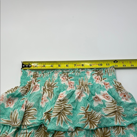 Body Glove Sally Skirt Small Floral Teal Mini Tiered Ruffle Elastic Waist Boho - Picture 8 of 10